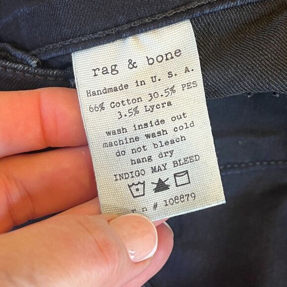 Rag & Bone Black Jeans Elephant Bell Size 27 Flare Low Rise - Picture 9 of 10